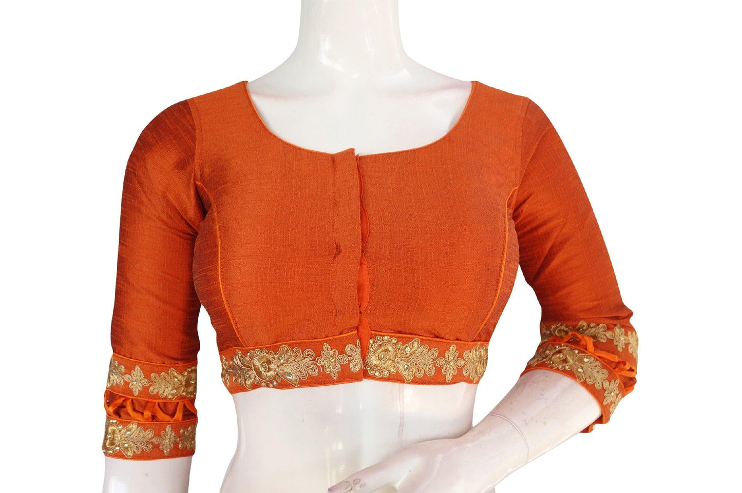 Terracotta Color Semi Silk Designer Readymade Saree Blouse - D3blouses