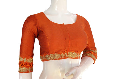 Terracotta Color Semi Silk Designer Readymade Saree Blouse - D3blouses