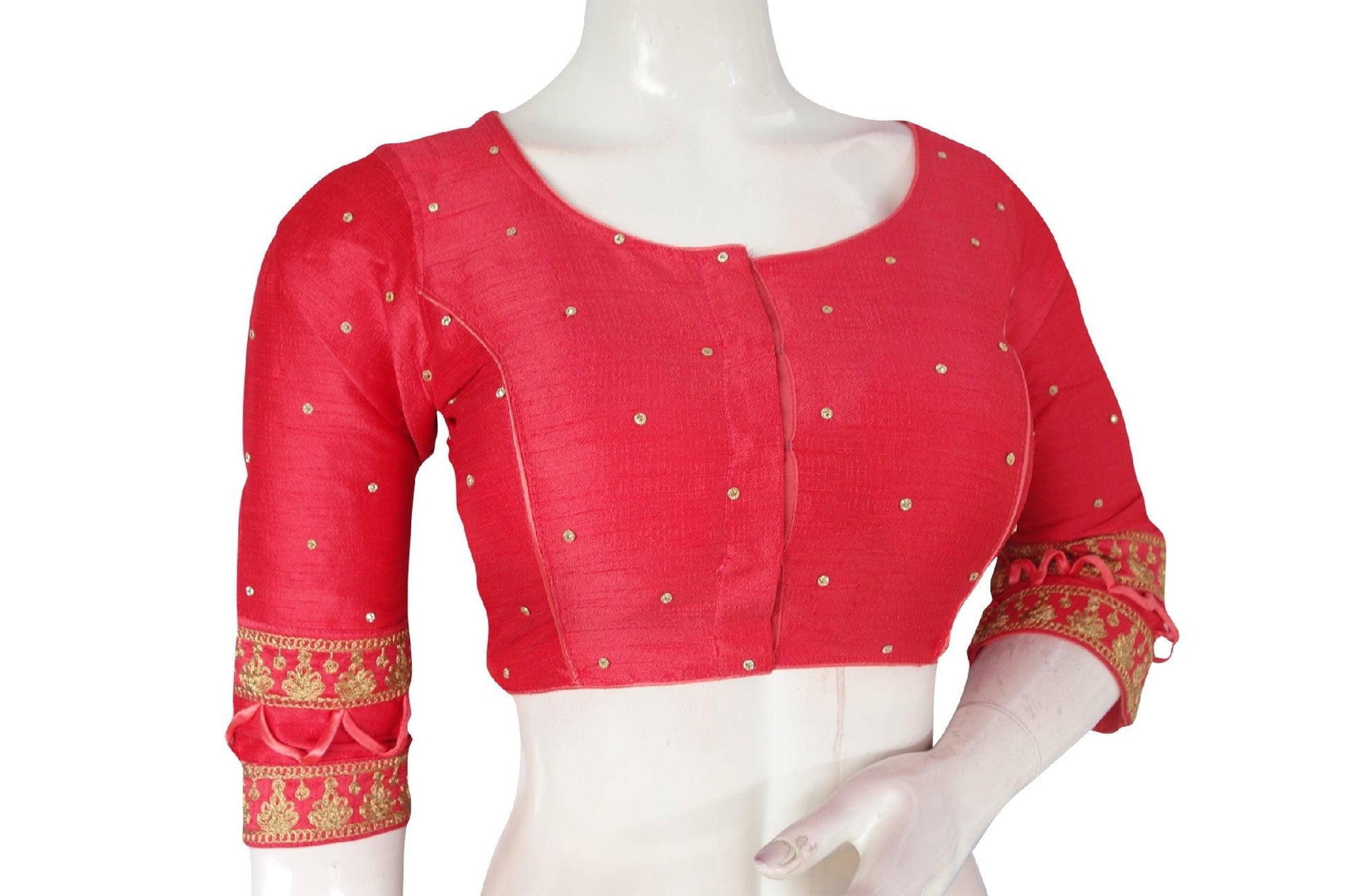 Peach Pink Color Designer Readymade saree blouse, Indian 3/4th Sleeves Readymade blouse - D3blouses