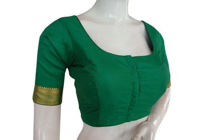 green color plain soft silk saree readymade blouse from d3 blouses 1