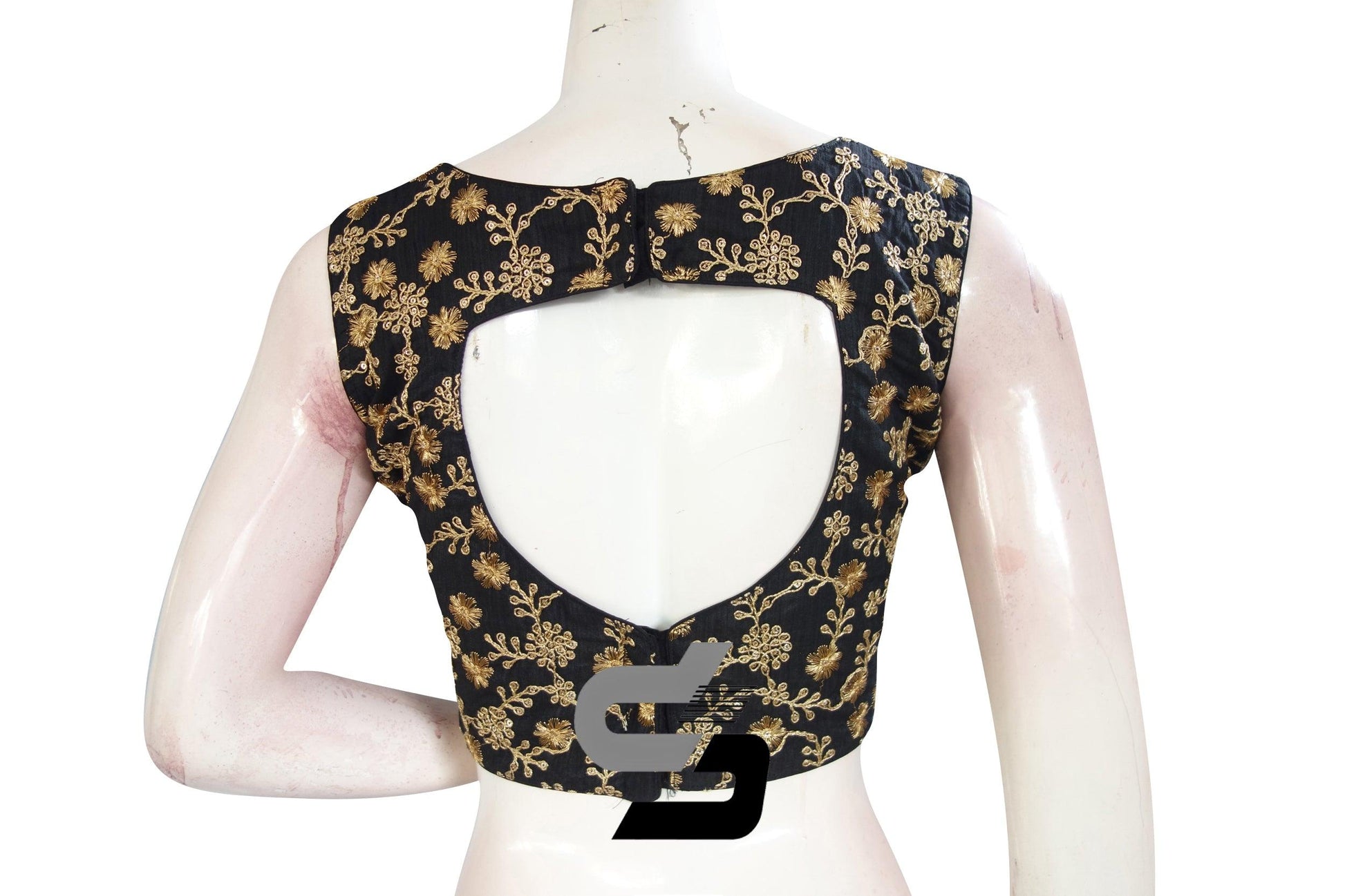 Black Color Sleeveless Semi Silk Designer Party Wear Readymade Blouse/ Indian Crop Tops - D3blouses
