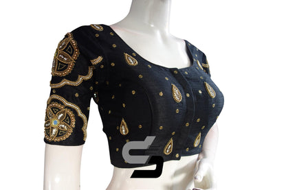 Black Color Bridal Designer, Party Wear Readymade Blouse/ Indian Crop Tops - D3blouses