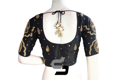 Black Color Bridal Designer, Party Wear Readymade Blouse/ Indian Crop Tops - D3blouses