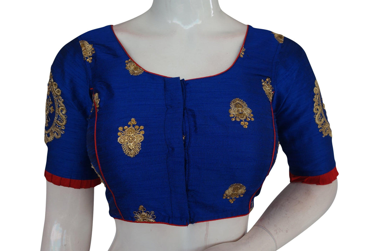 blue color exclusive embroidery designer blouse from d3 blouses
