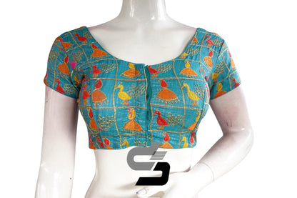 Blue Color Semi Silk Designer, Party Wear Readymade Blouse/ Indian Crop Tops - D3blouses