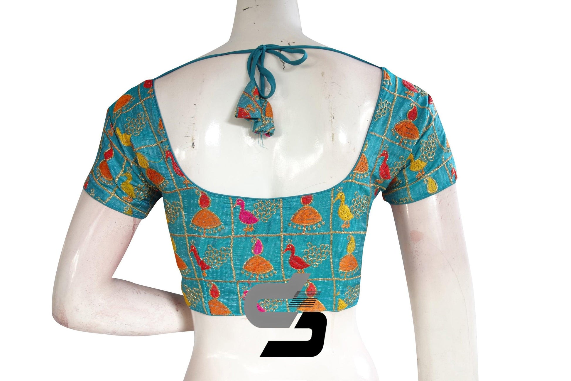 Blue Color Semi Silk Designer, Party Wear Readymade Blouse/ Indian Crop Tops - D3blouses