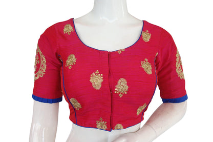 pink color exclusive embroidery designer blouse from d3 blouses