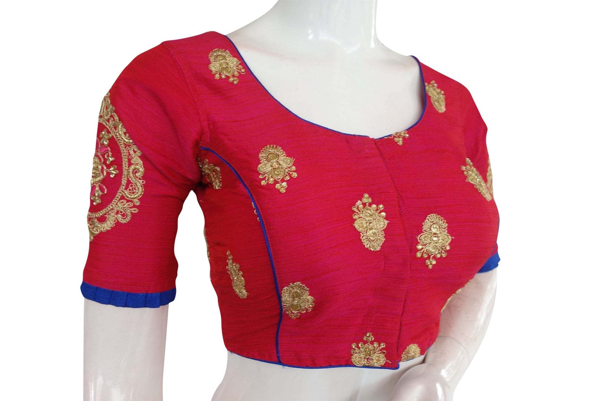 pink color exclusive embroidery designer blouse from d3 blouses