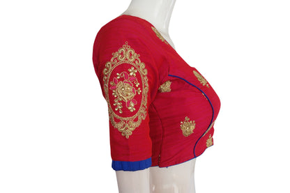 pink color exclusive embroidery designer blouse from d3 blouses