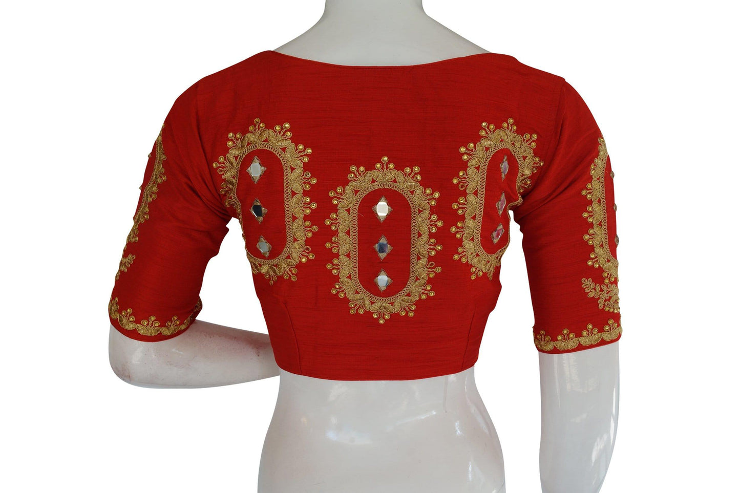 high neck designer embroidered readymade blouse with mirror indian ready made blouse crop top 1