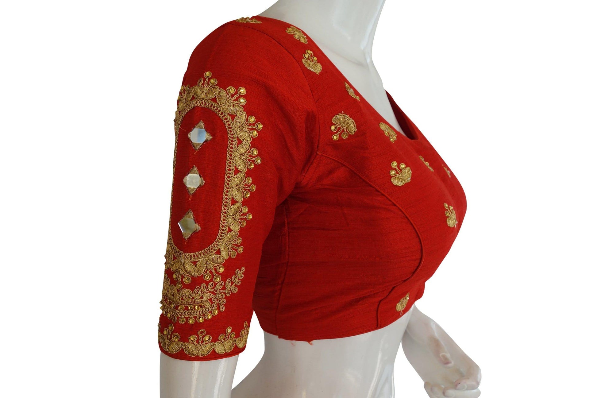 high neck designer embroidered readymade blouse with mirror indian ready made blouse crop top 1