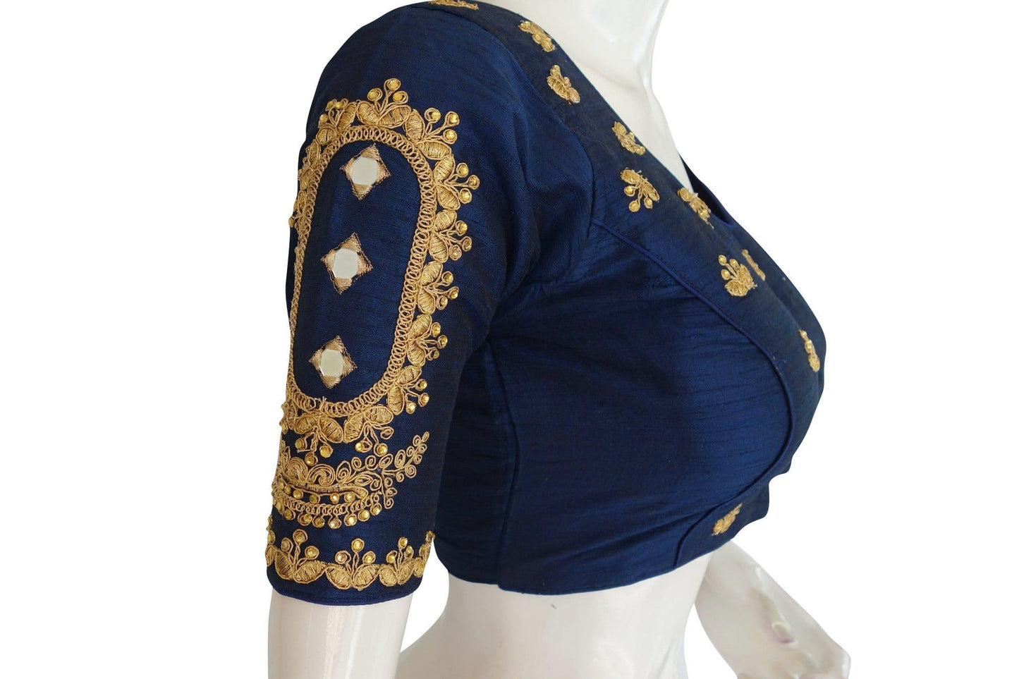 color high neck designer embroidered readymade blouse with mirror indian ready made blouse crop top 4