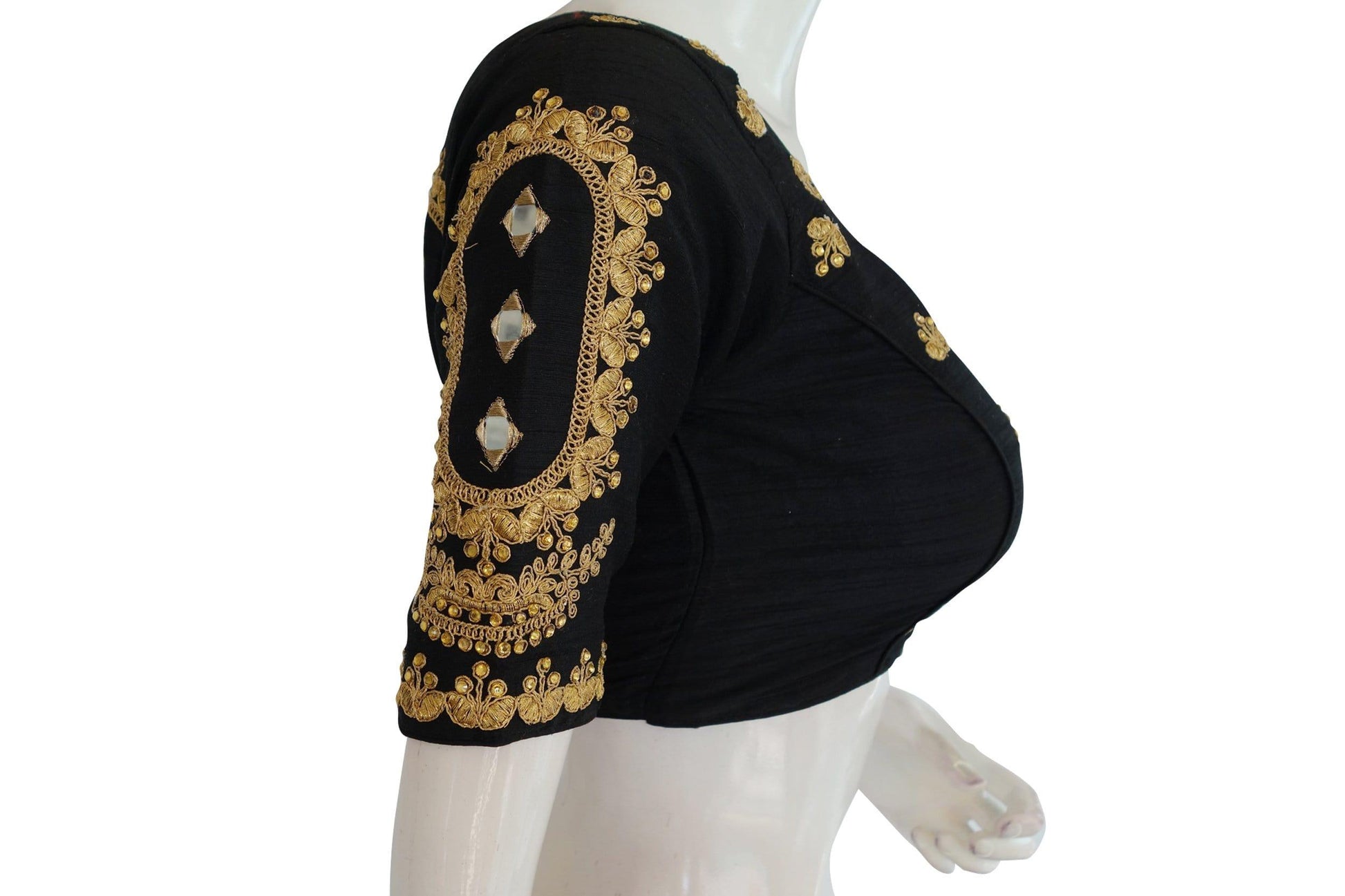 color high neck designer embroidered readymade blouse with mirror indian ready made blouse crop top 6