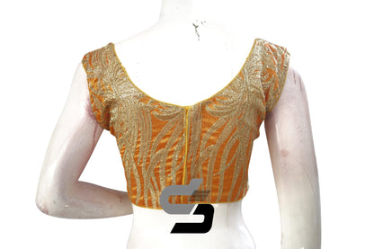 Mustard Orange Color Designer Embroidery Saree Readymade Blouse - D3blouses