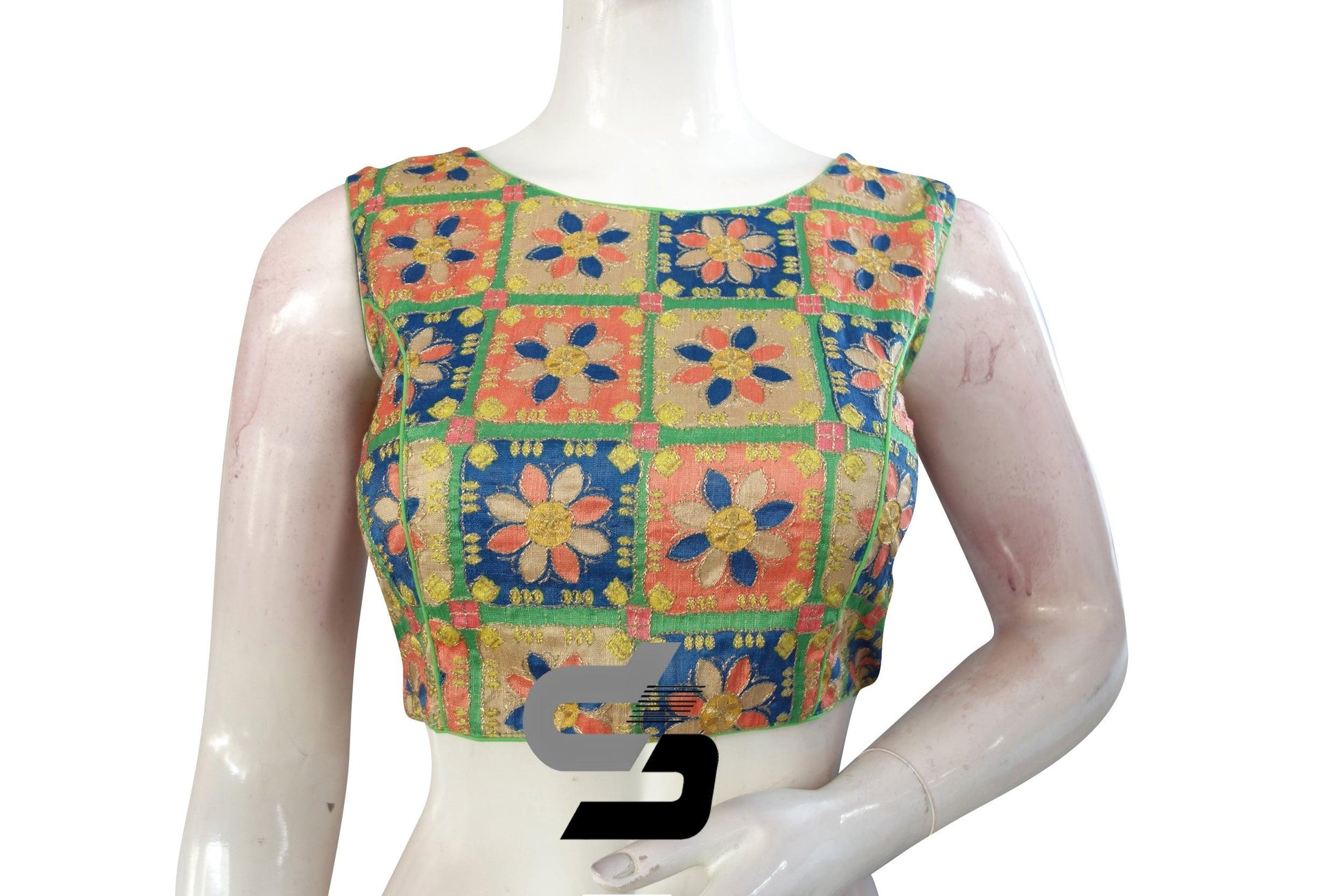 Green Color Exclusive Embroidery Work Designer Blouse From D3 Blouses - D3blouses
