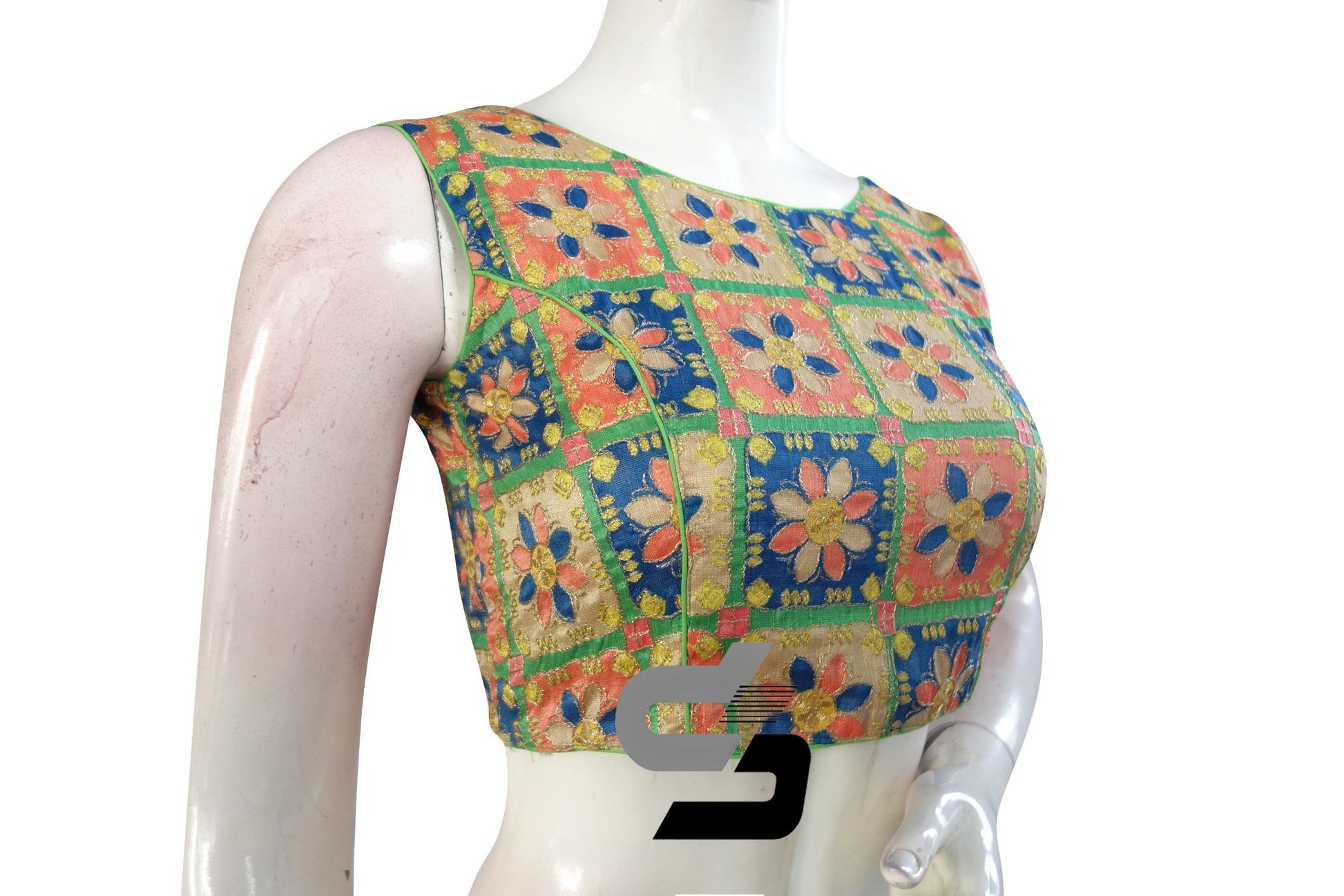 Green Color Exclusive Embroidery Work Designer Blouse From D3 Blouses - D3blouses
