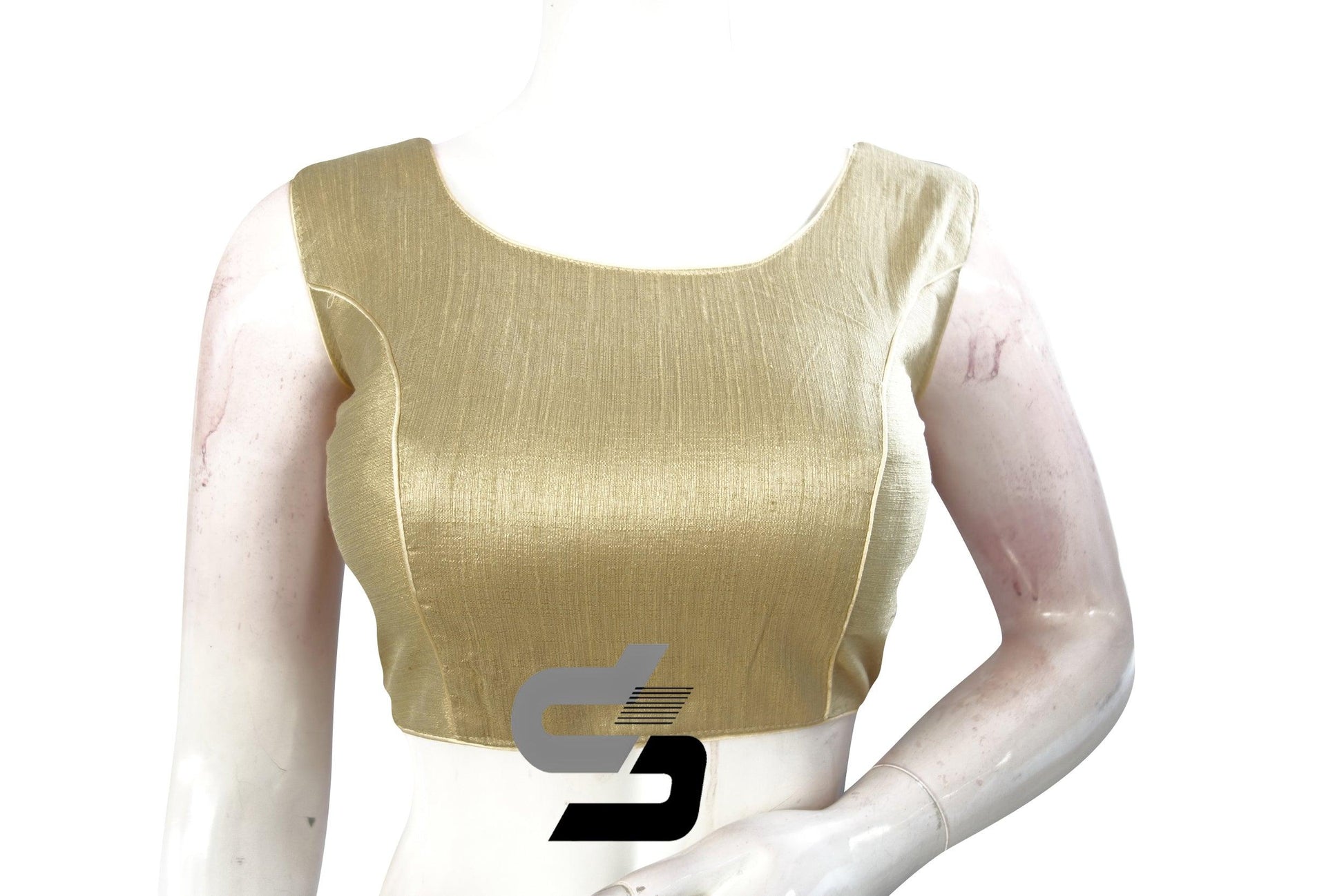 Gold Color Semi silk Stone Work Party Wear Readymade Blouse - D3blouses