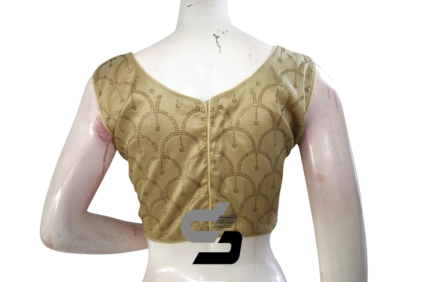 Gold Color Semi silk Stone Work Party Wear Readymade Blouse - D3blouses