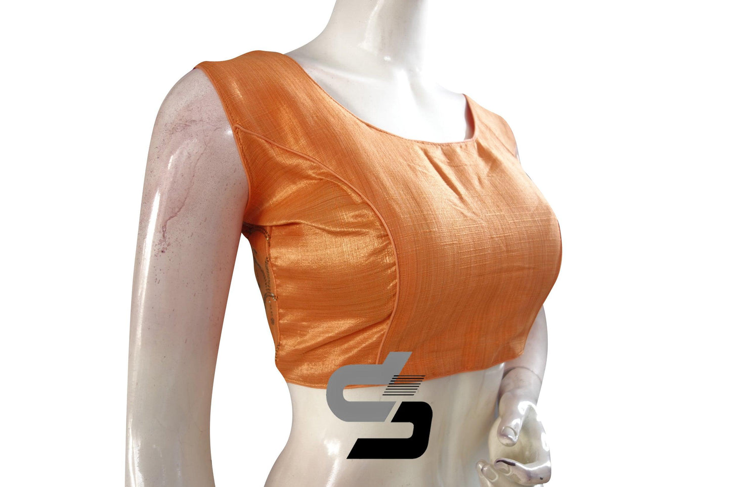 Peach Color Semi silk Stone Work Party Wear Readymade Blouse - D3blouses
