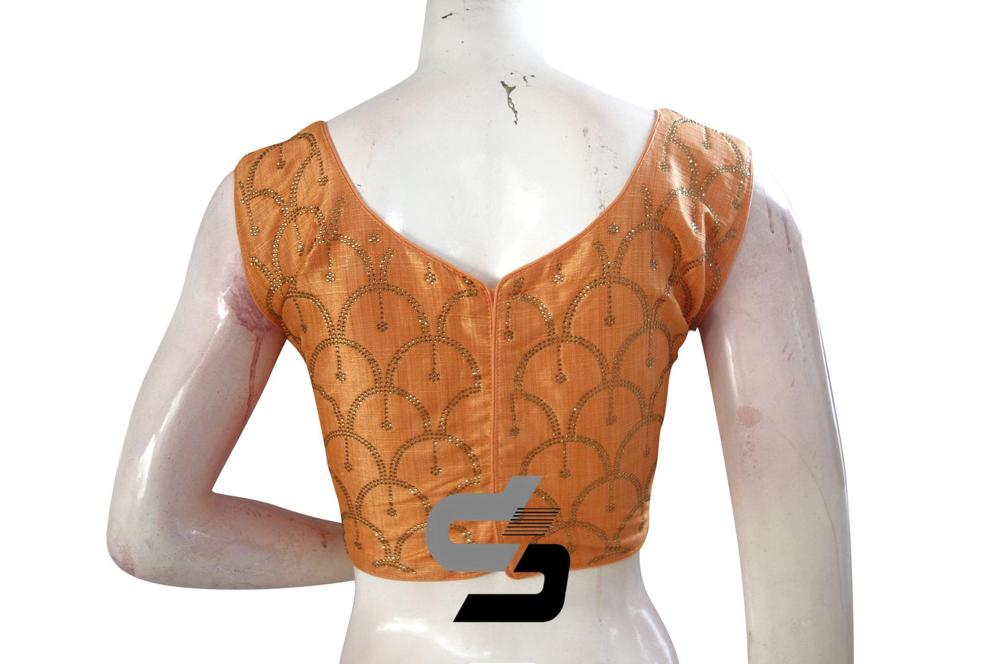 Peach Color Semi silk Stone Work Party Wear Readymade Blouse - D3blouses