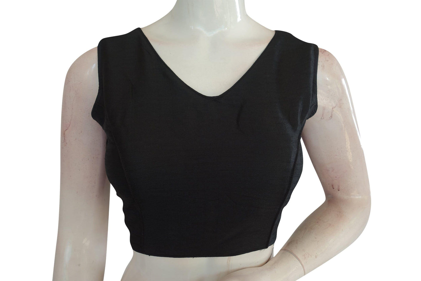 black colour plain v neck readymade blouse from d3 blouses