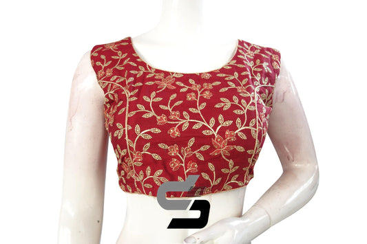 Maroon Color Embroidery Party Wear Readymade Blouse - D3blouses
