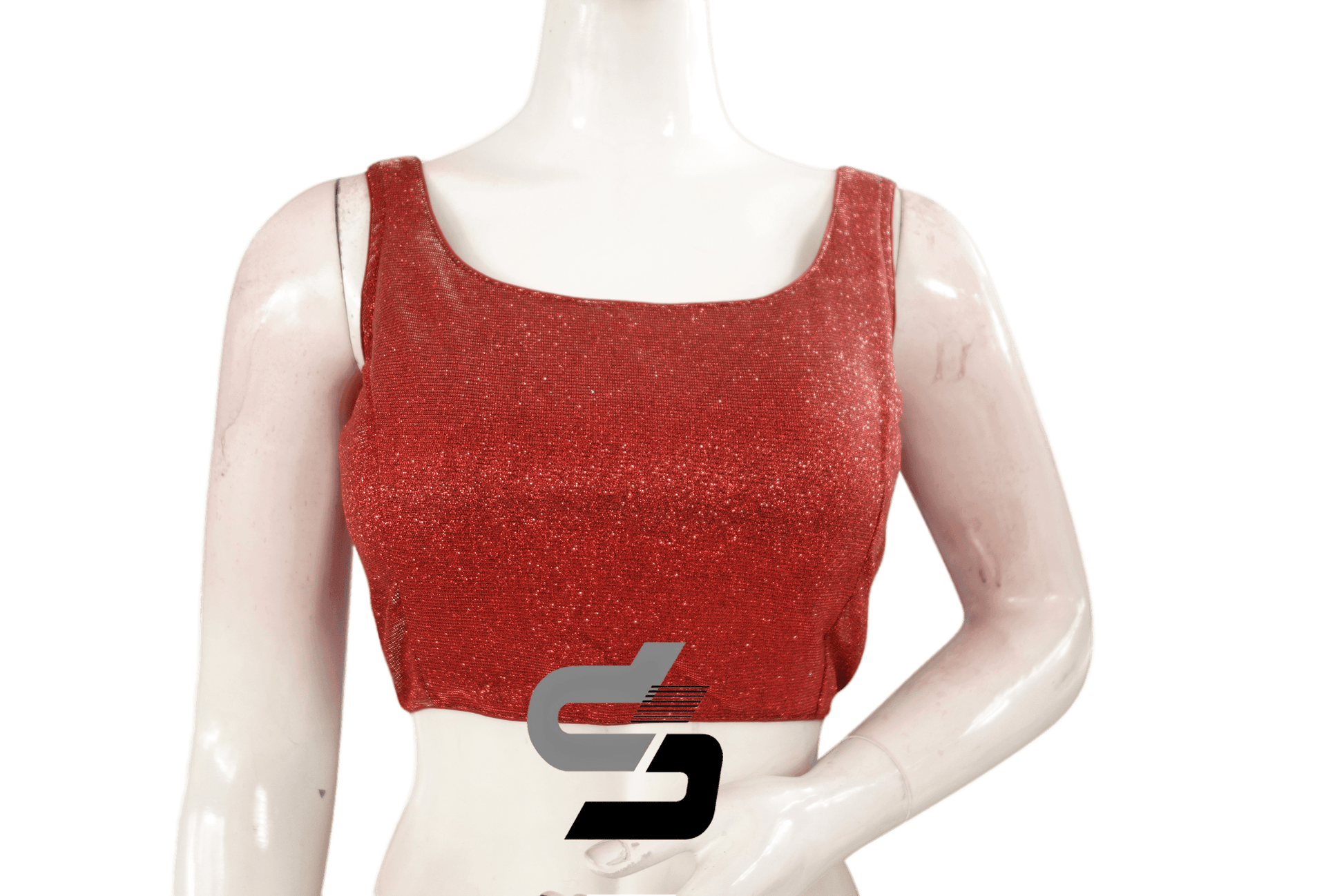 Red Color Sleeveless Sparkly Glitter Designer Readymade Saree Blouse. - D3blouses