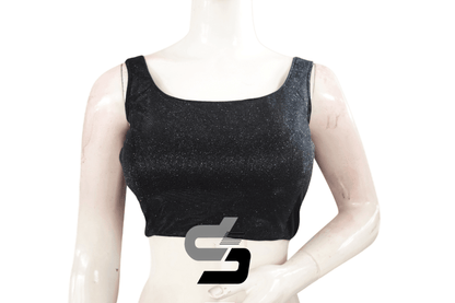 Black Color Sleeveless Sparkly Glitter Designer Readymade Saree Blouse. - D3blouses