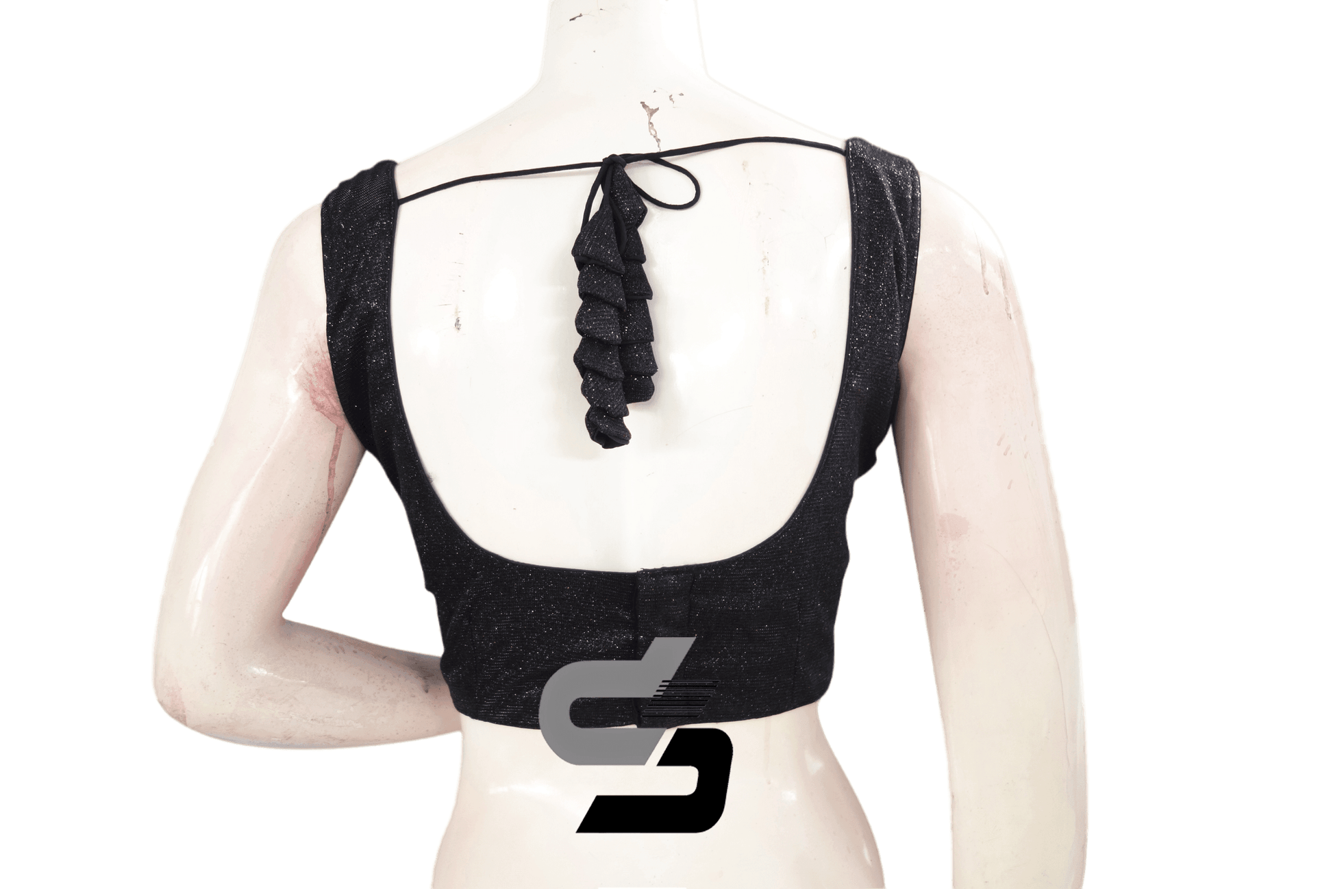 Black Color Sleeveless Sparkly Glitter Designer Readymade Saree Blouse. - D3blouses