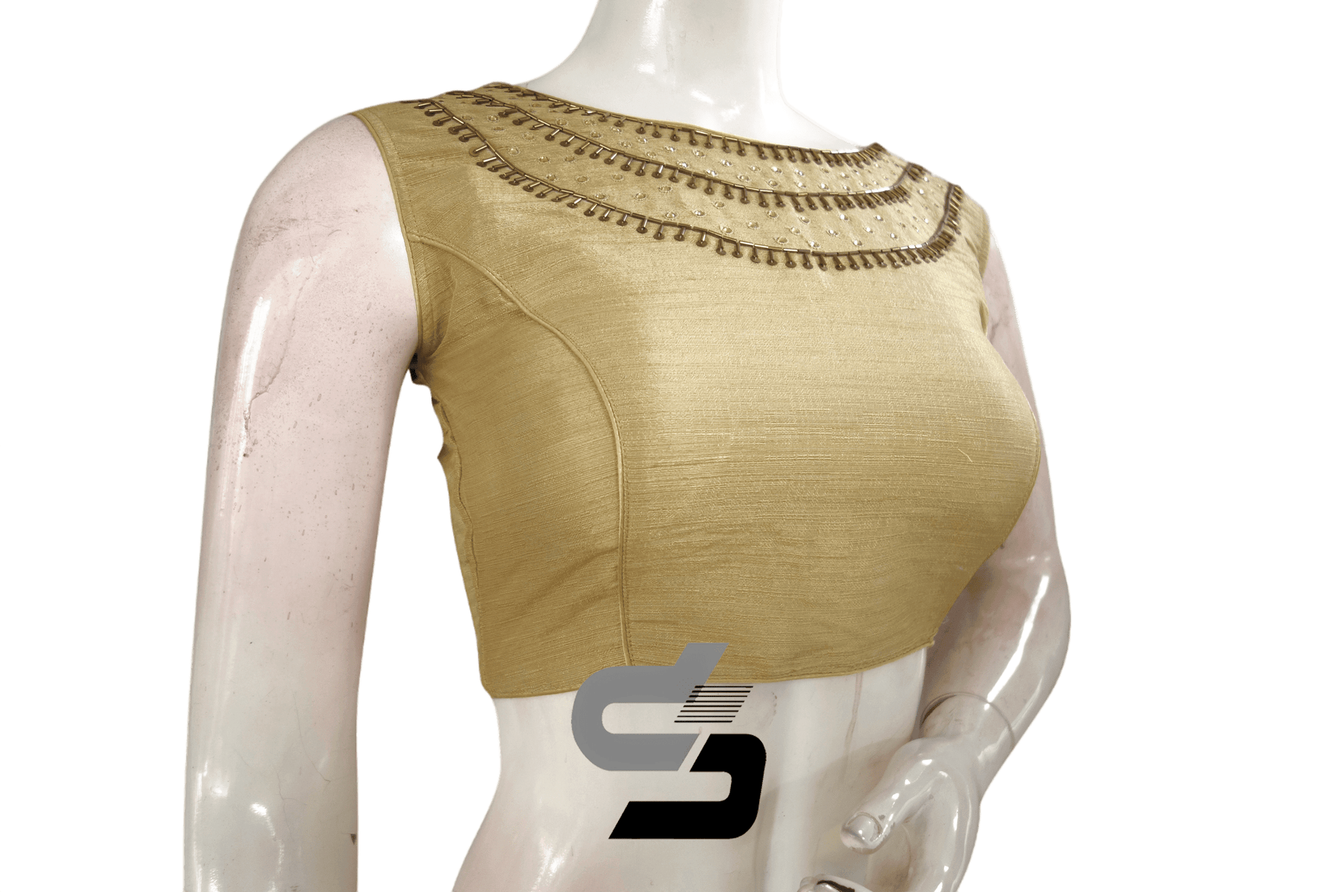 Gold Color Embroidery Party Wear Readymade Blouse - D3blouses