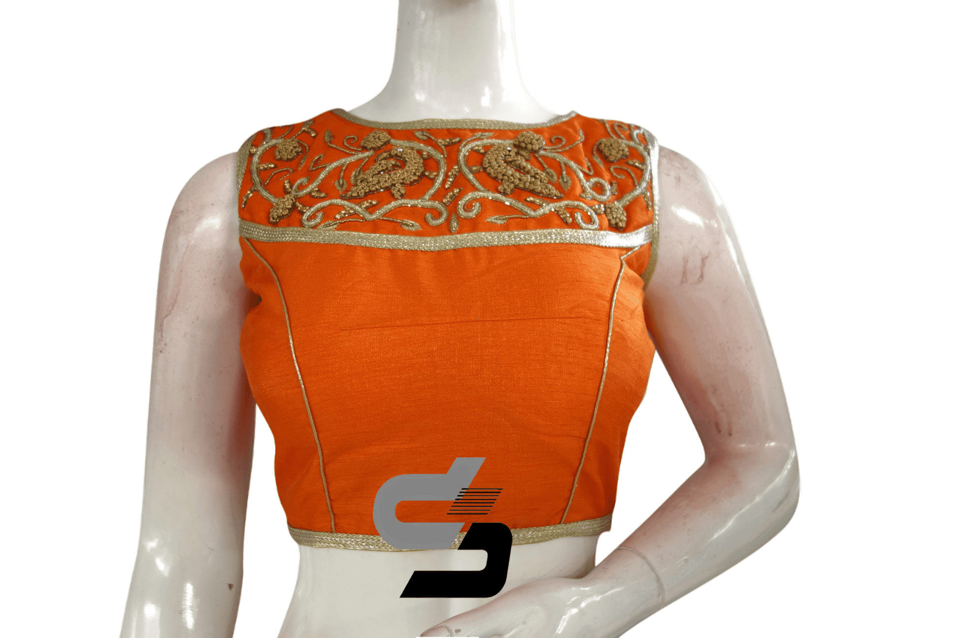 Orange Color Embroidery Party Wear Readymade Blouse - D3blouses