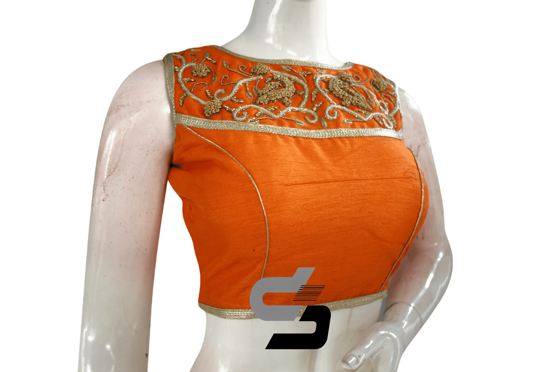 Orange Color Embroidery Party Wear Readymade Blouse - D3blouses