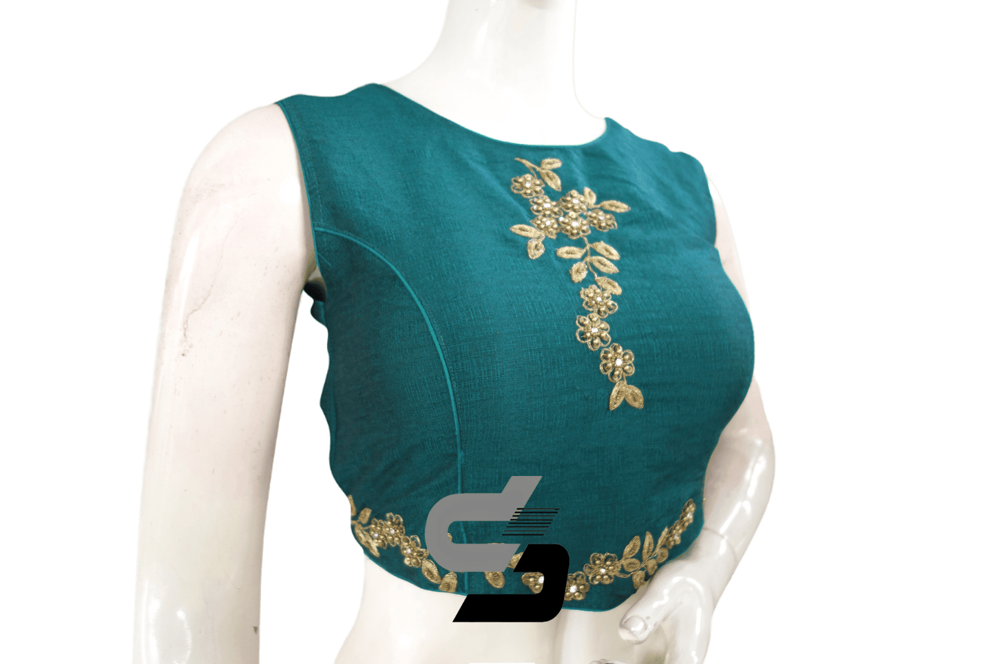 Green Designer Embroidered Party Wear Readymade Crop Top - D3blouses