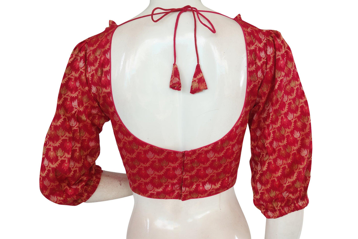 Pink Color Semi Silk Balloon Sleeves Designer Readymade Blouse