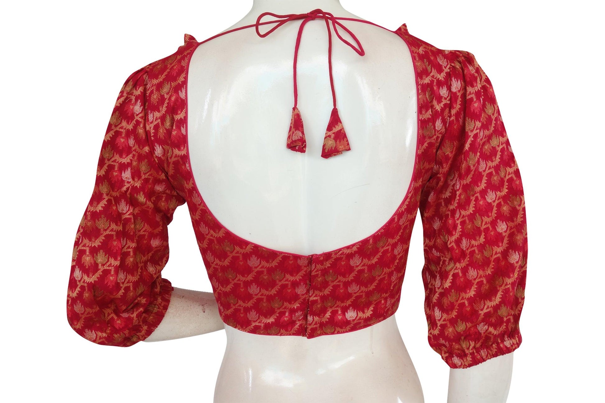 Pink Color Semi Silk Balloon Sleeves Designer Readymade Blouse