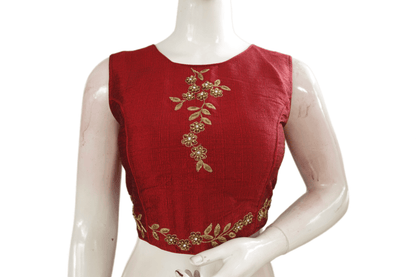 Maroon Color Semi silk Embroidery Party Wear Readymade Blouse - D3blouses