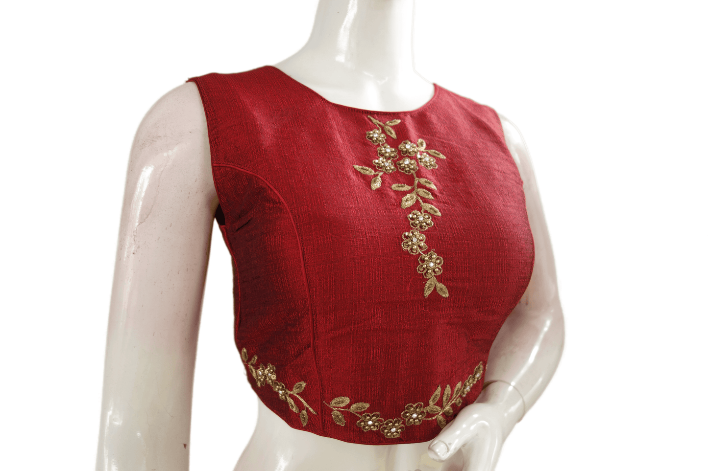 Maroon Color Semi silk Embroidery Party Wear Readymade Blouse - D3blouses