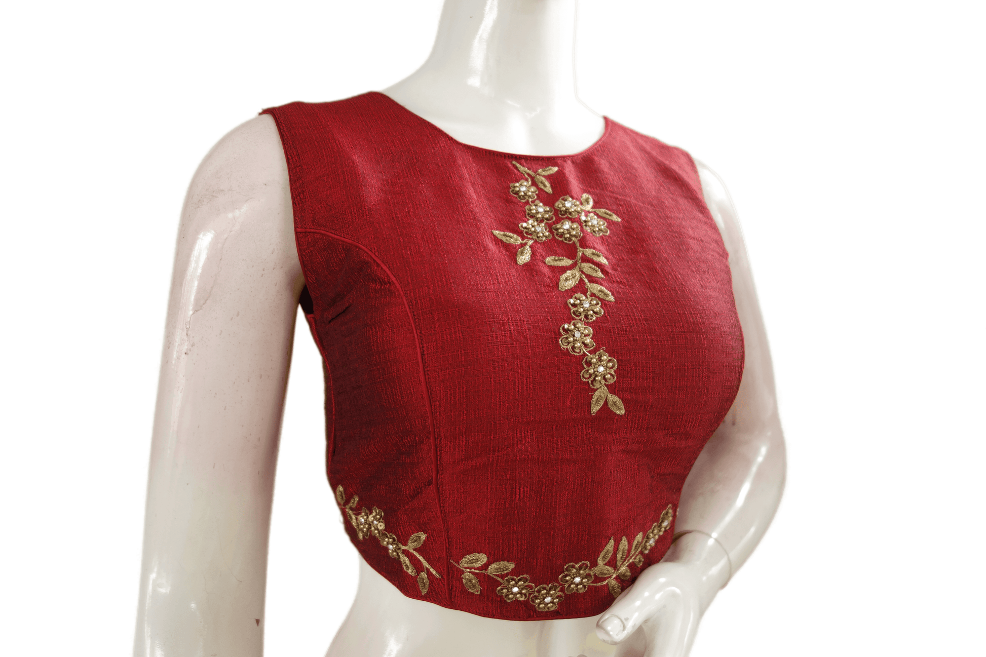 Maroon Color Semi silk Embroidery Party Wear Readymade Blouse - D3blouses