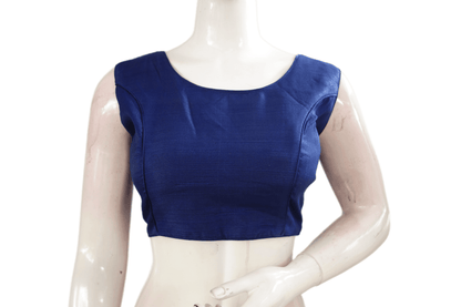 Navy Blue Color Semi silk Stone Work Party Wear Readymade Blouse - D3blouses
