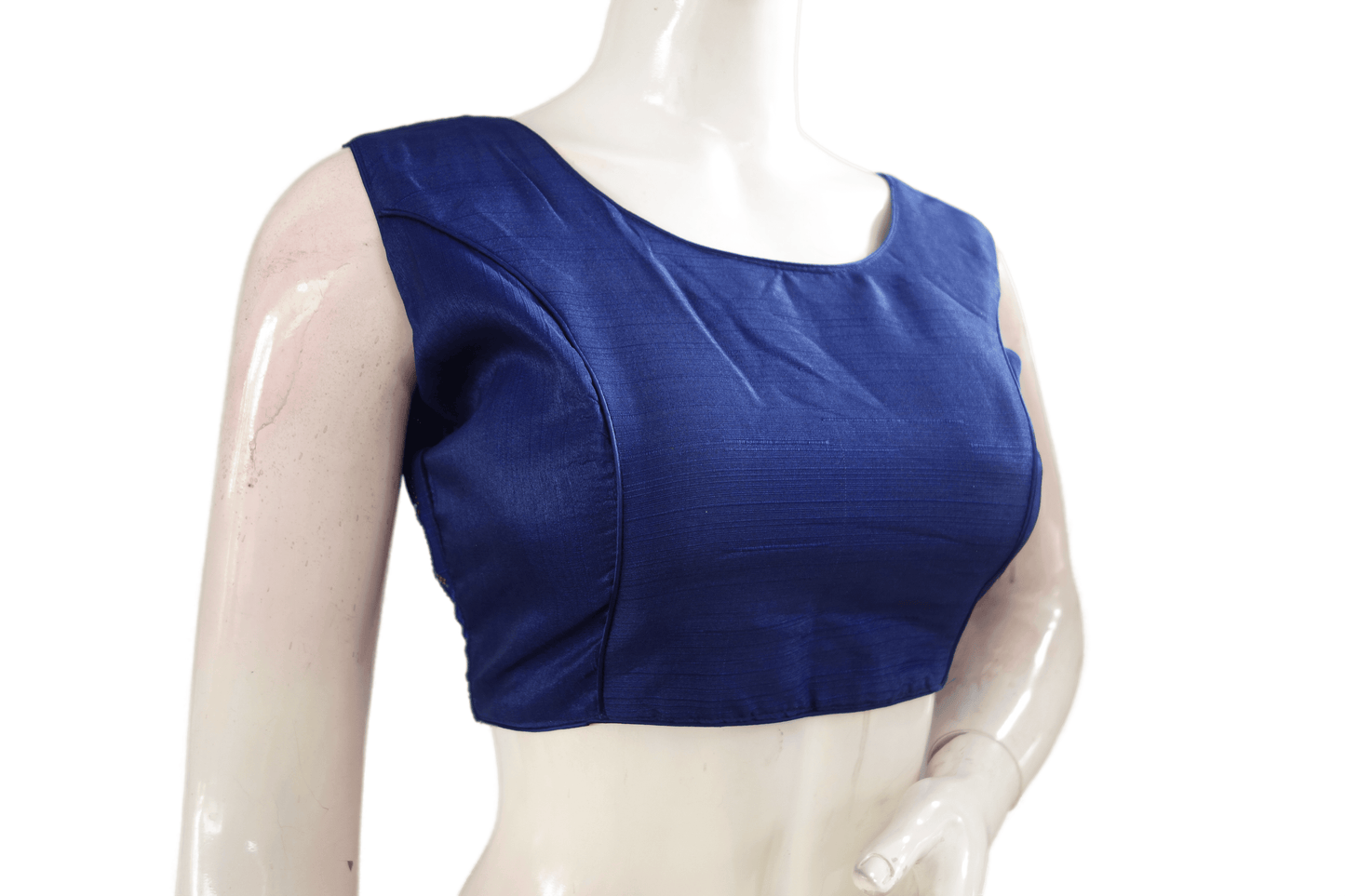 Navy Blue Color Semi silk Stone Work Party Wear Readymade Blouse - D3blouses