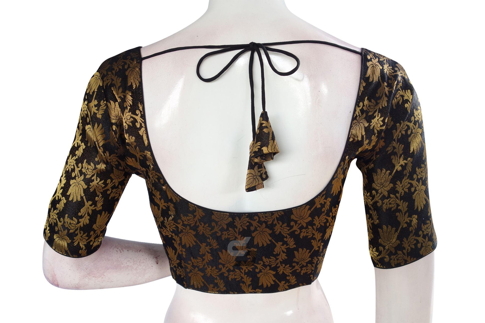 Black Color Brocade Readymade Saree Blouse - D3blouses