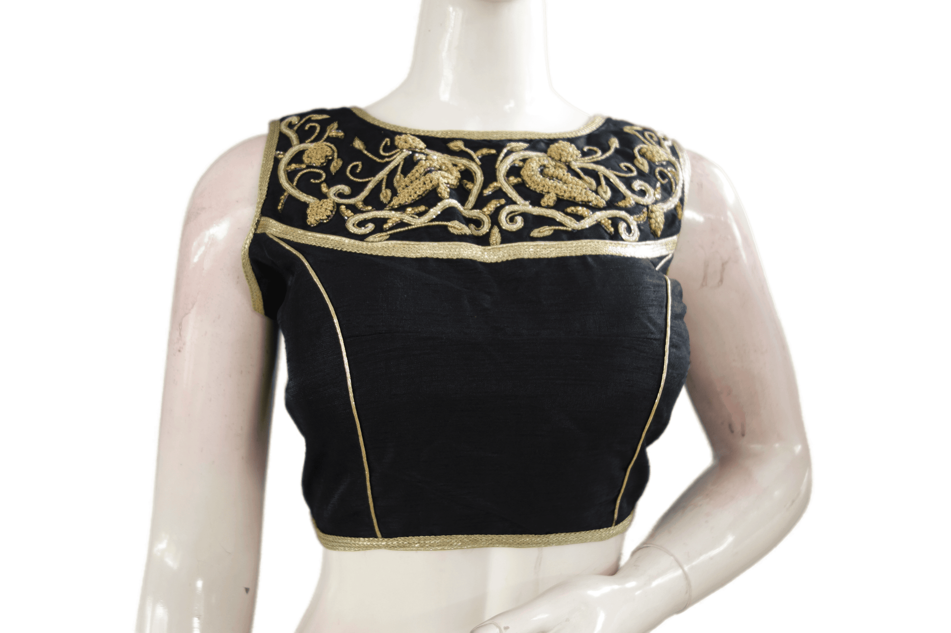 Black Color Semi silk Embroidery Party Wear Readymade Blouse - D3blouses