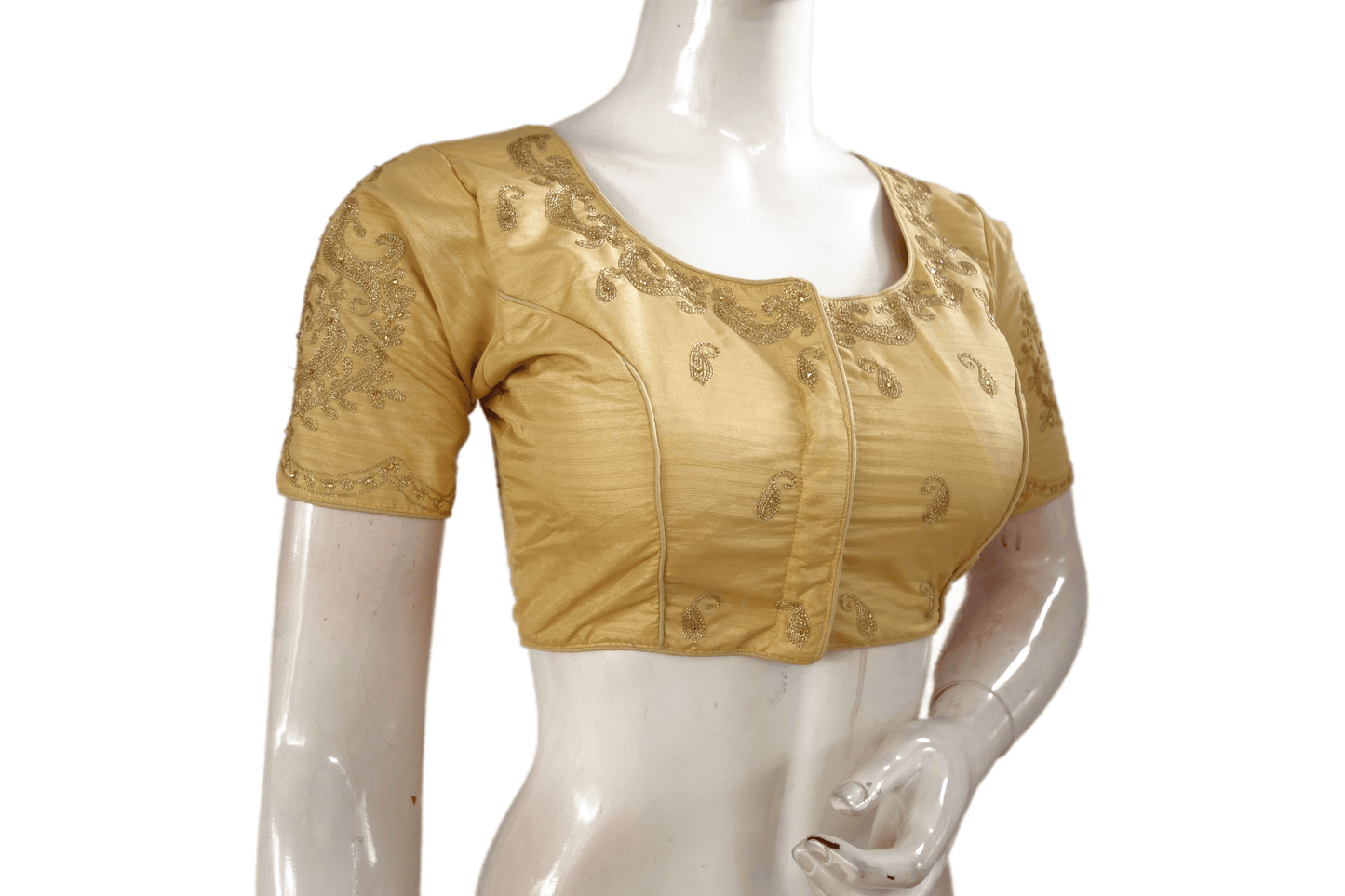 Gold Color Semi silk Embroidery Party Wear Readymade Blouse