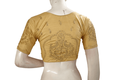 Gold Color Semi silk Embroidery Party Wear Readymade Blouse