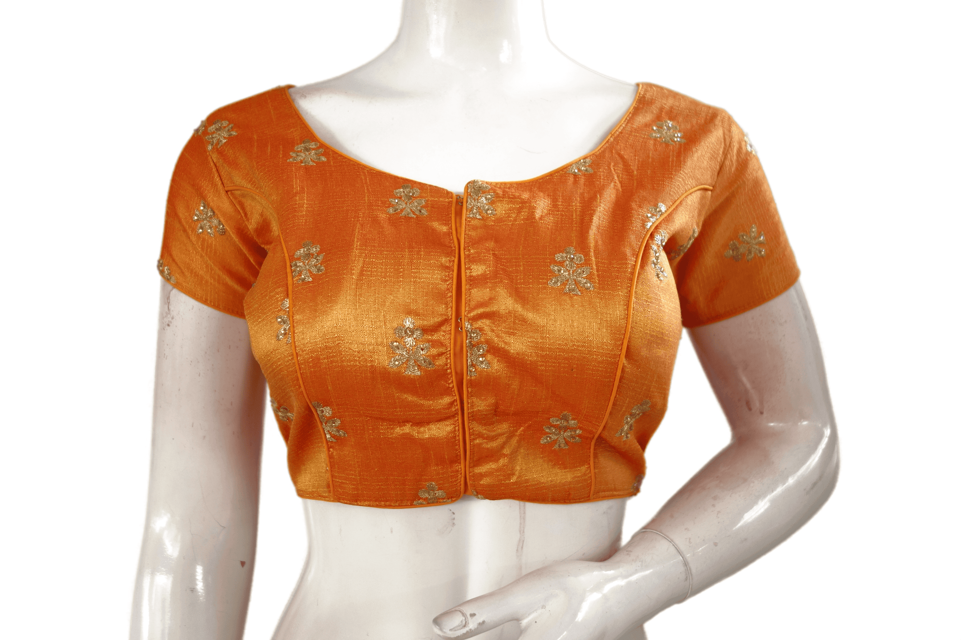 Mustard Orange Color Semi silk Embroidery Party Wear Readymade Blouse - D3blouses