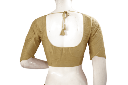 Gold Color Semi silk Embroidery Party Wear Readymade Blouse - D3blouses
