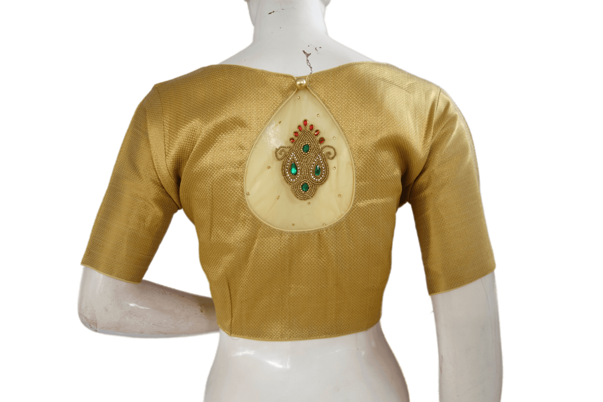 Gold Color Brocade Embroidery Party Wear Readymade Blouse - D3blouses