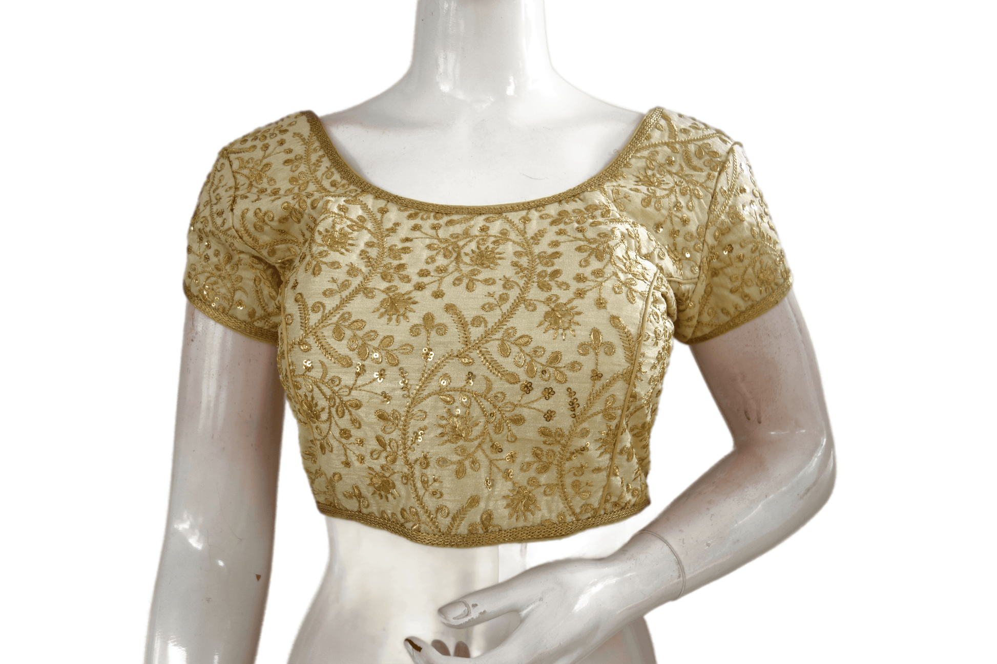 Gold Color Embroidery Party Wear Readymade Blouse - D3blouses