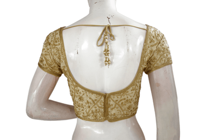 Gold Color Embroidery Party Wear Readymade Blouse - D3blouses