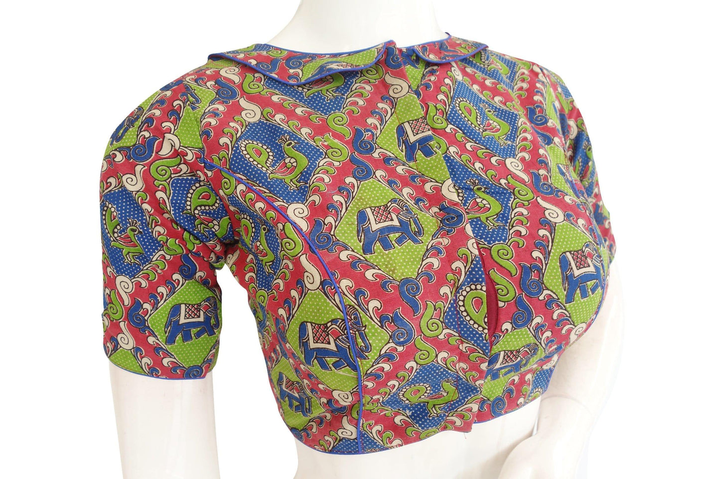 kalamkari cotton designer readymade saree blouse 8